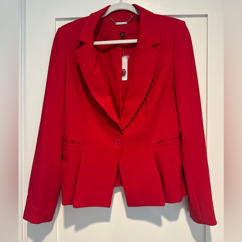 White House Black Market Red Blazer Tailored Suit Jacket